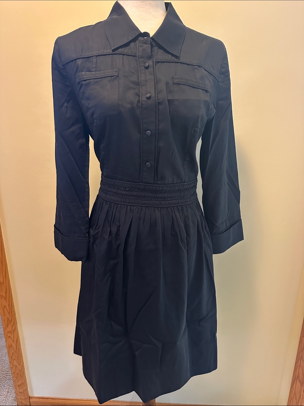 Diane von Furstenberg Black Shirtwaist Dress - Women's Long Sleeve